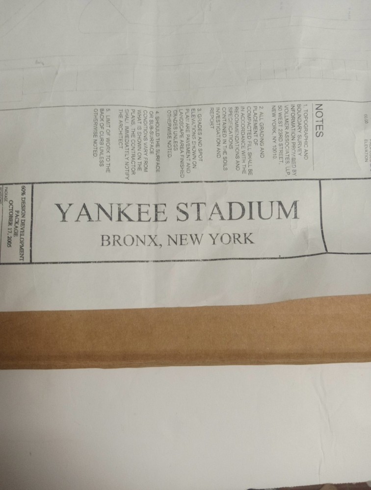 Yankee Stadium 2005 Site Grading Plan ("Blueprint")