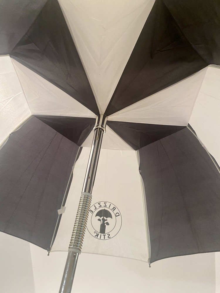 Drizzle Stick Golf Bag Umbrella Black White NICE!