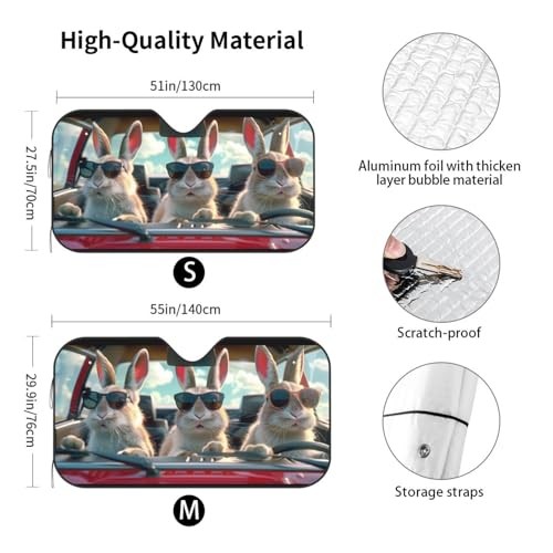 Windshield Sun Shade Cute Rabbit Bunny Drivers Foldable Car Windshield Small