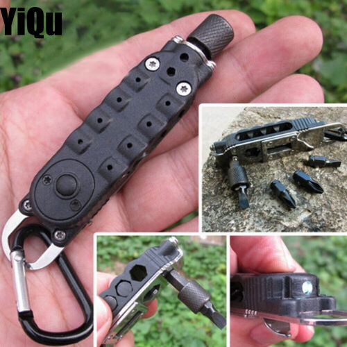 Black Multifunction Tactical EDC Mini Pocket Knife Survival Multitool Keychain
