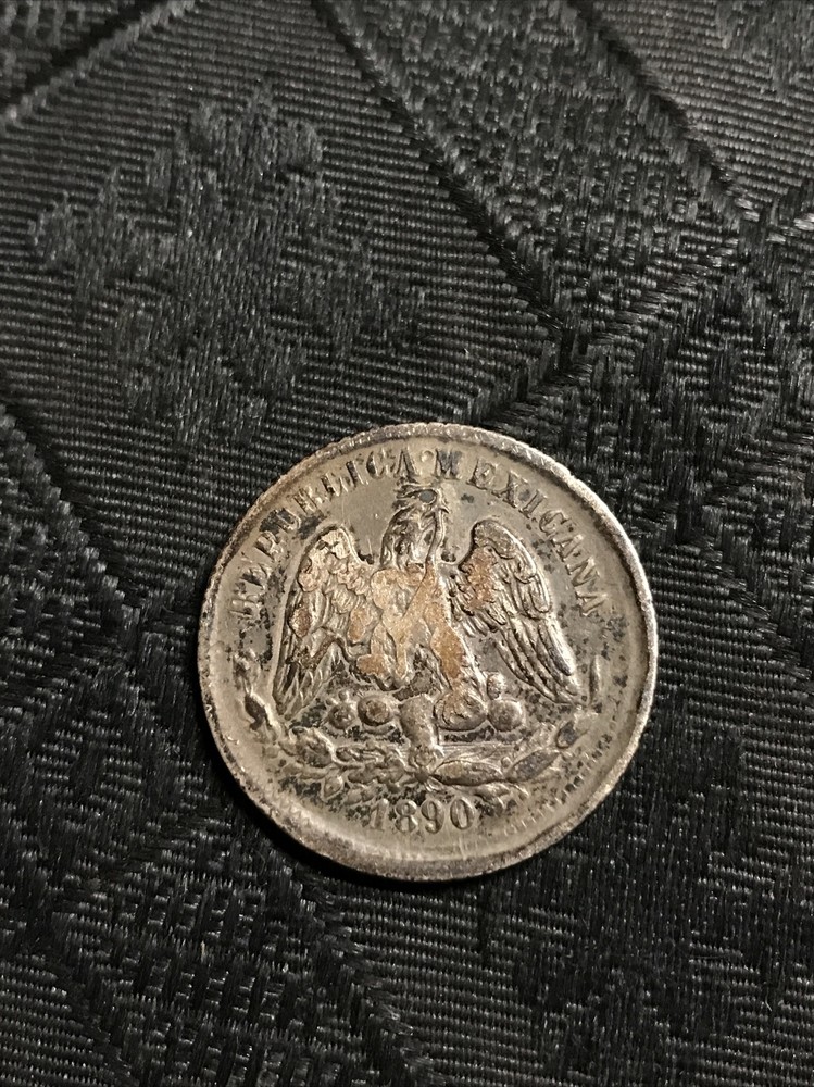 1890 Go R Mexico Silver 25 Centavos Circulated