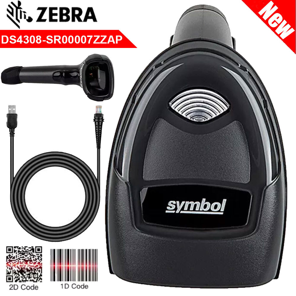 Zebra DS4308-SR00007ZZAP 1D/2D Corded Handheld Barcode Scanner + USB Cable