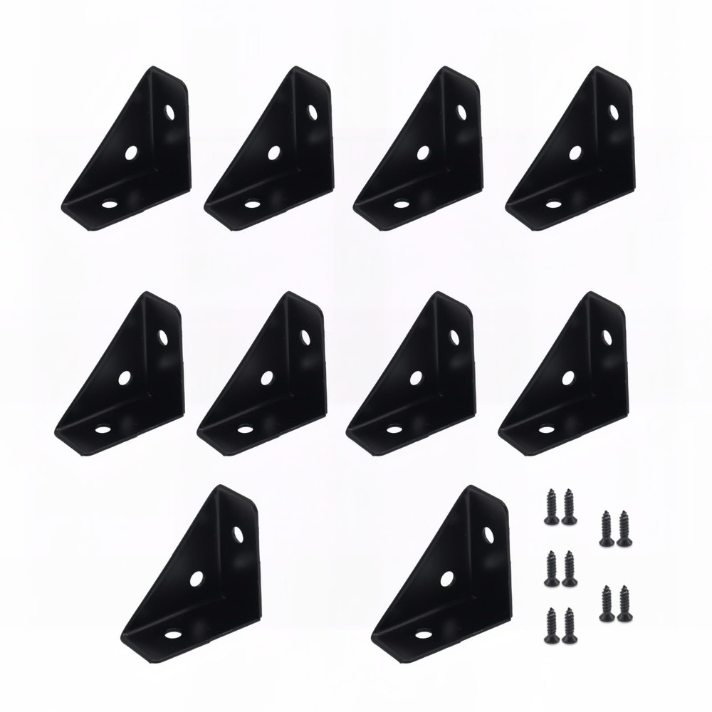 10 PCS Black Right Angle Corner Shelf Bracket 38x38mm Metal Support Braces