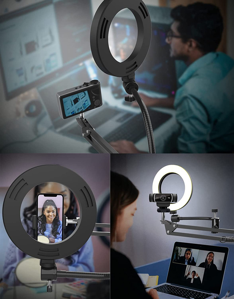 Overhead Phone Camera Mount w/ Ring Light Stand for YouTube & DIY