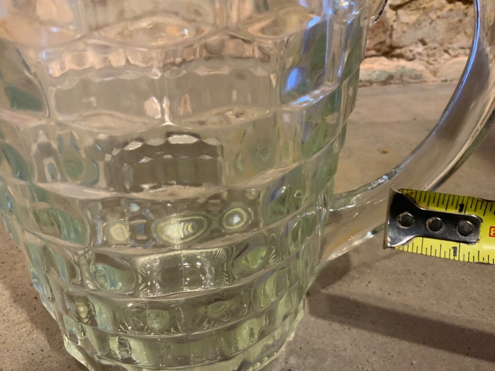 Vintage Clear Cubist Glass Pitcher