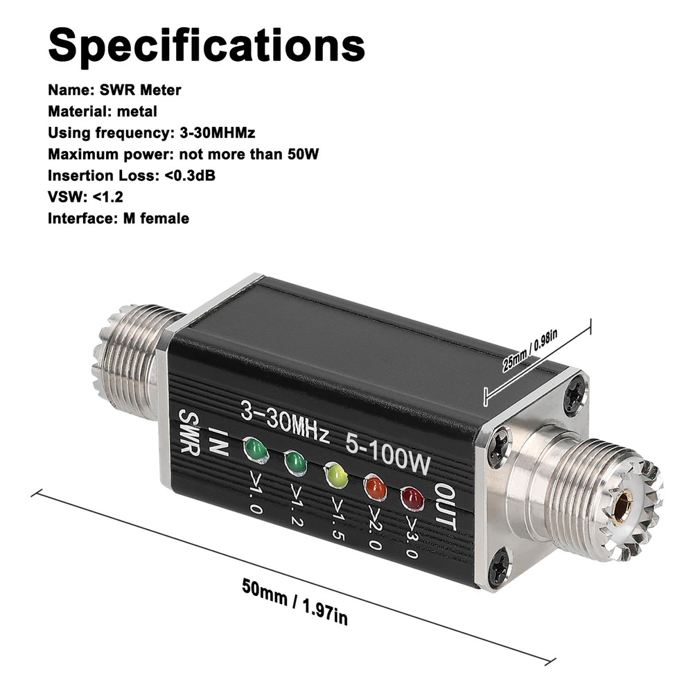 LED SWR Meter 3-30MHz Frequency Shortwave Standing Waves Indicator