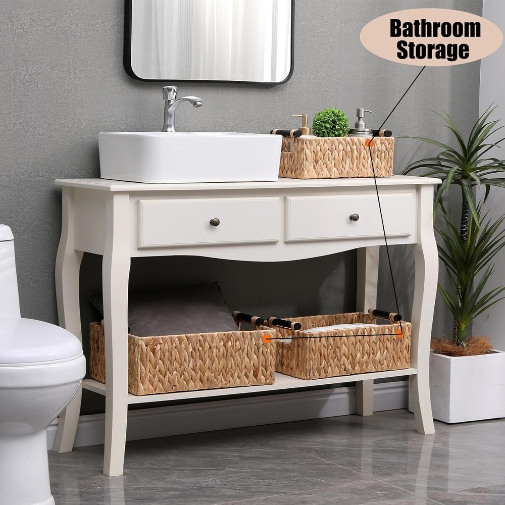 Decorative Nested Crates Wicker Storage Basket,Hand-Woven Water Hyacinth...