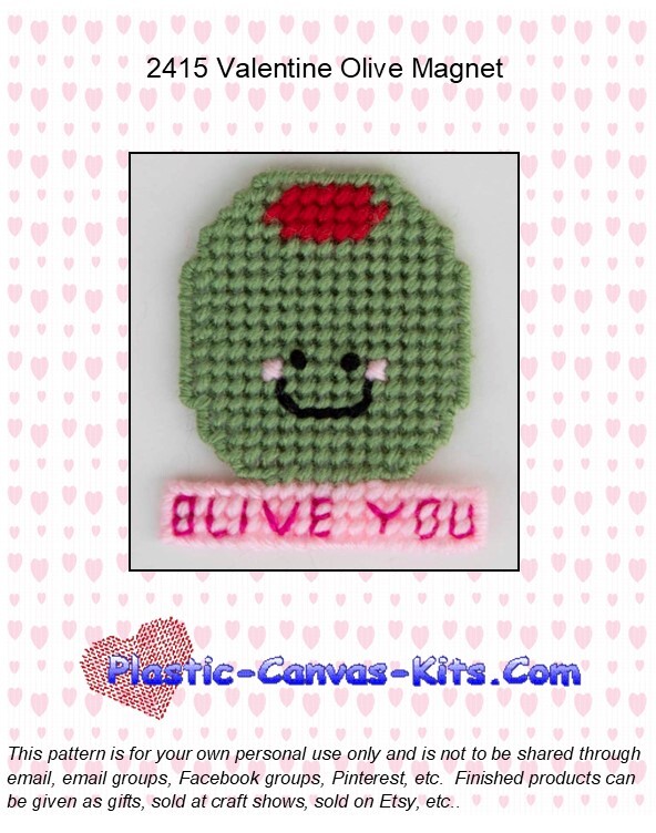 Valentine's Day Olive Magnet-Plastic Canvas Pattern/Kit