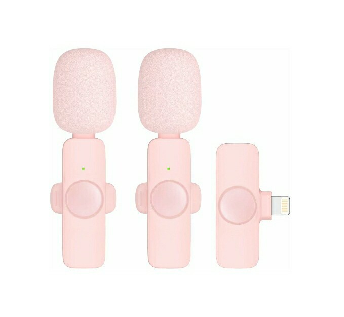 2 Pack Professional Wireless Lavalier Microphones for iPhone iPad, (Pink) NEW