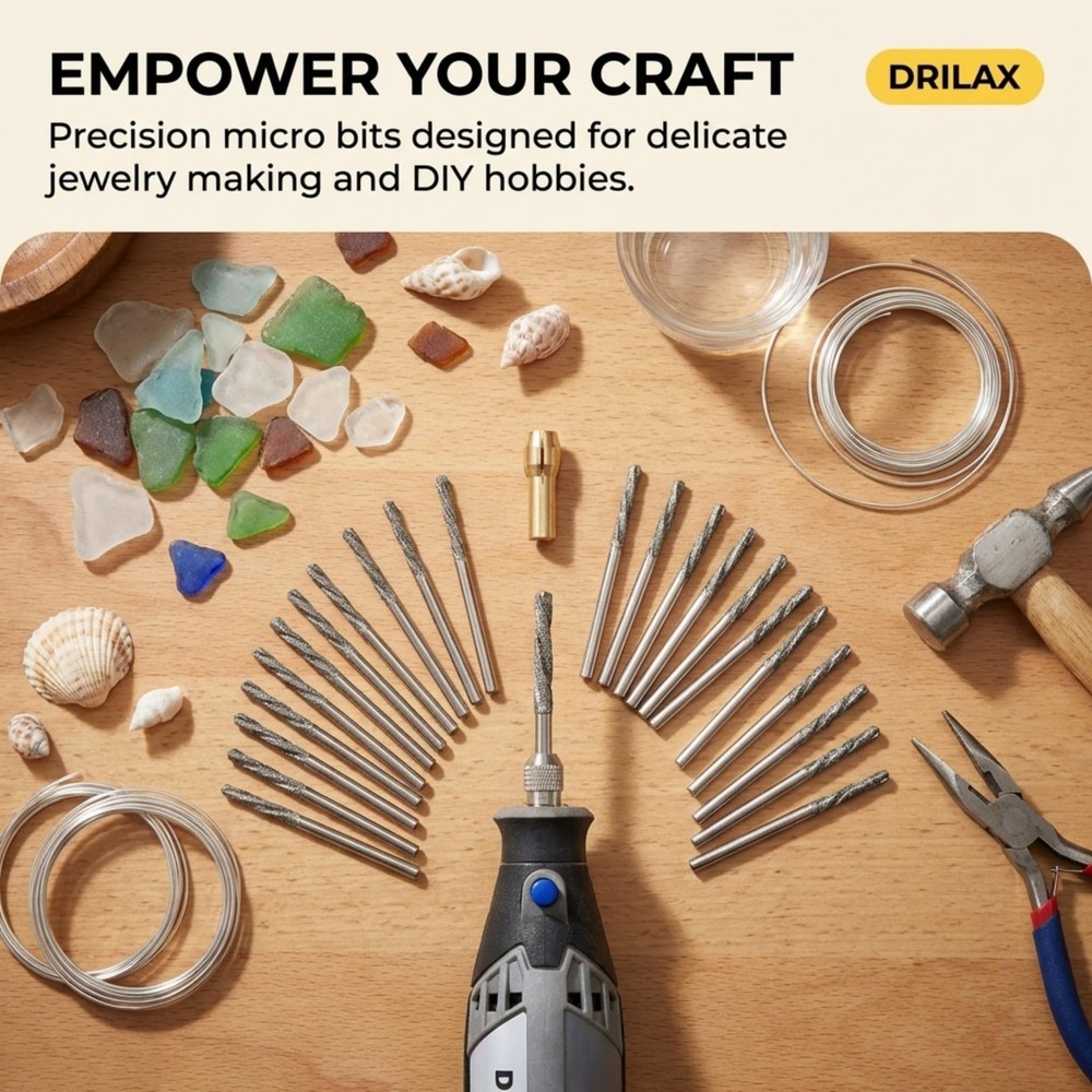 Drilax 20 Pc 2.5mm Diamond Drill Bit Set, Rotary Tool Bits with Collet,
