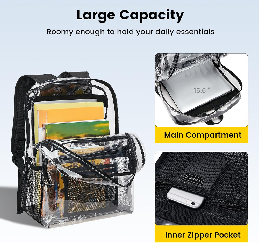 Clear Backpack Heavy Duty - Clear Bookbag Large See through Backpack Plastic Tra