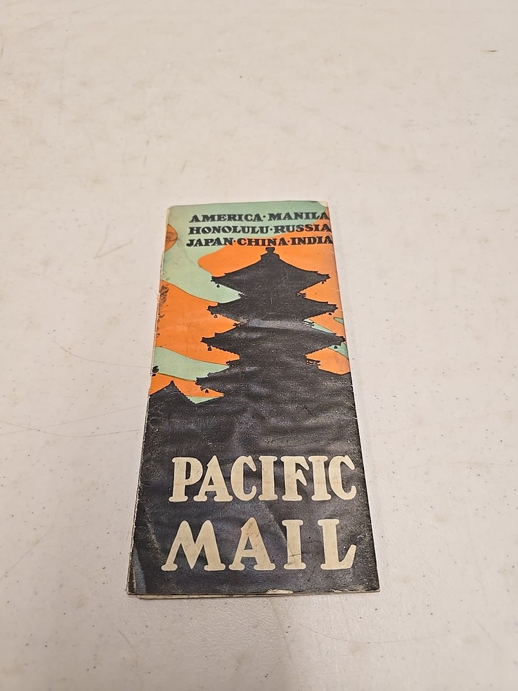Antique Circa 1906 Pacific Mail Steamship Co Schedule Brochure Time Table W/ Map