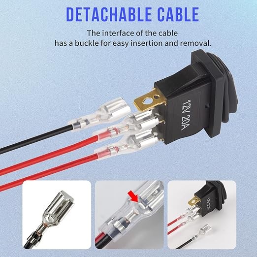 12v Rocker Switch Waterproof 5 PCS - 12 Volt Toggle Switch with 3 20cm Detachabl
