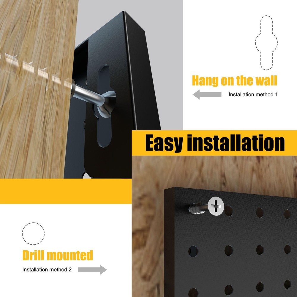 Peg Board, 4 Pack Metal Pegboard Panels Black Pegboards Wall Organizer, Tools...