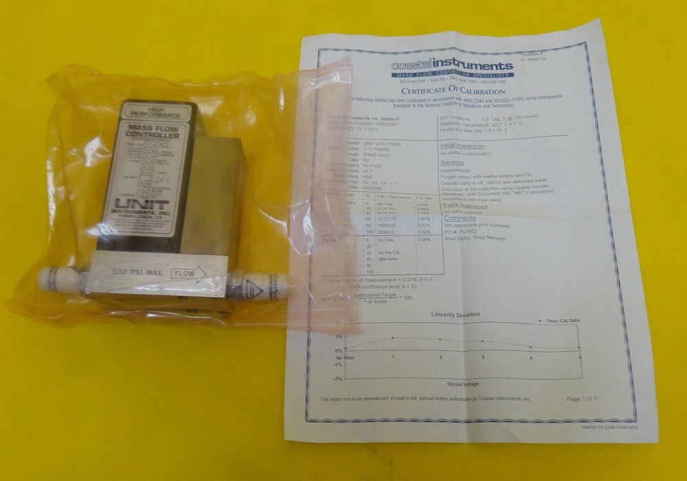 UNIT Instruments UFC-1110A Mass Flow Controller MFC 1100A 20 SLM N2 Refurbished