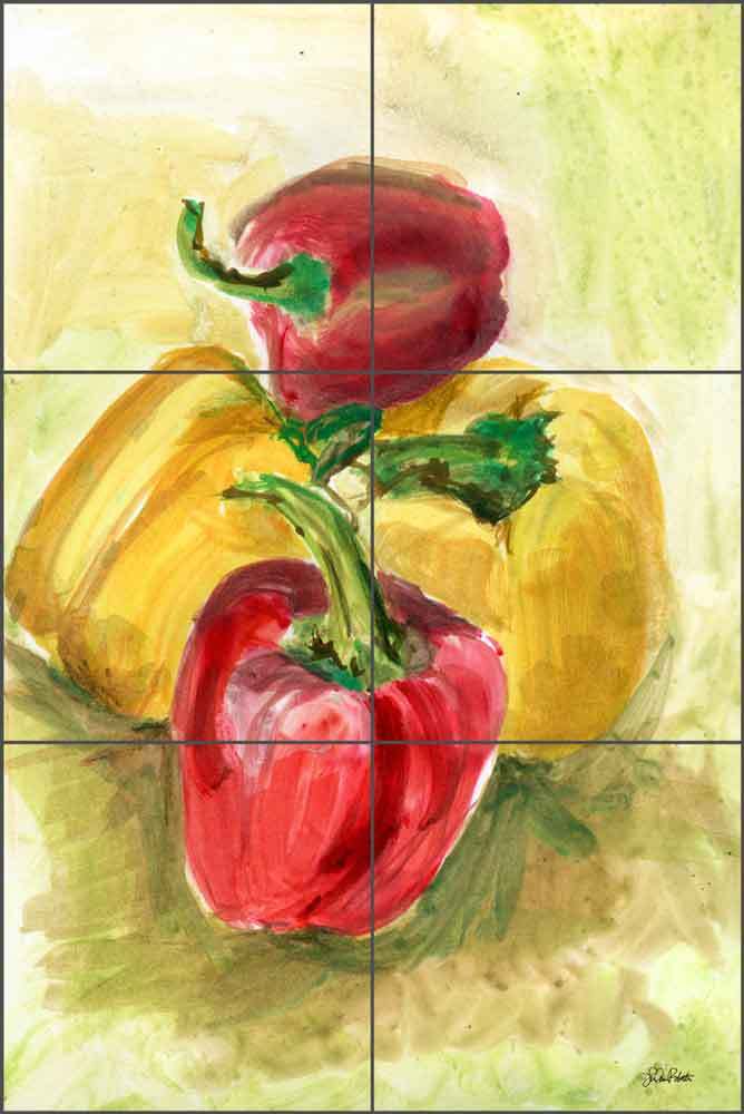 Tile Mural Backsplash Ceramic Roberto Pepper Fruit Vegetable Kitchen Art LRA006