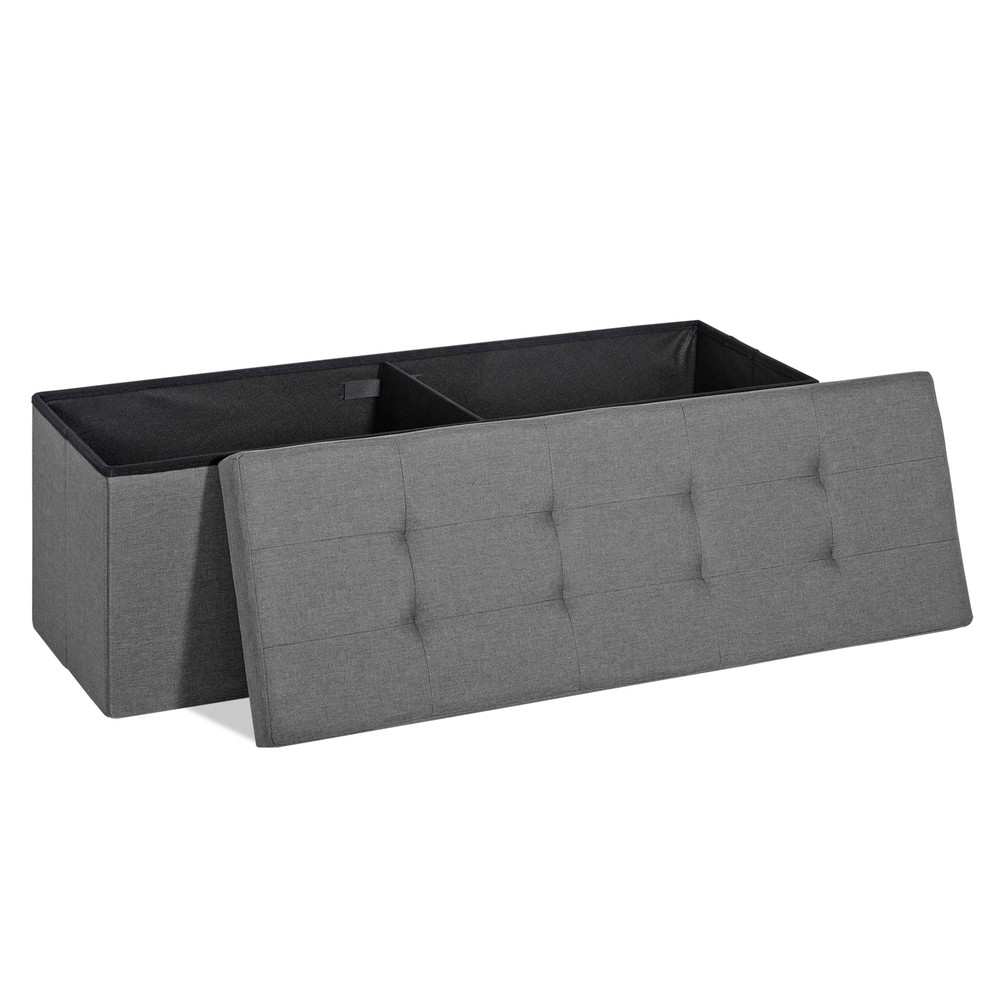 43" Folding Storage Ottoman Bench Footrest Stool Chest Box Light Grey for Home