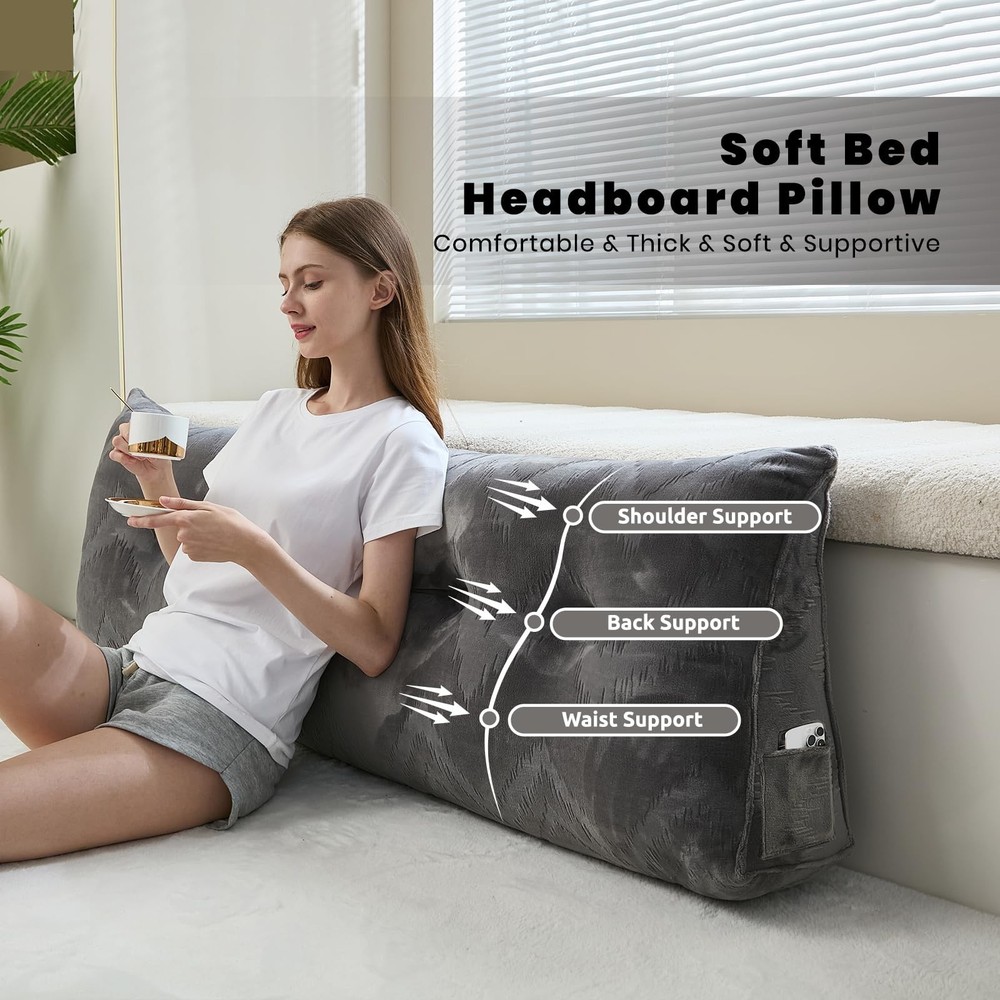 Headboard Pillow for Bed,Triangular Wedge Pillow Headboard Soft Support While...