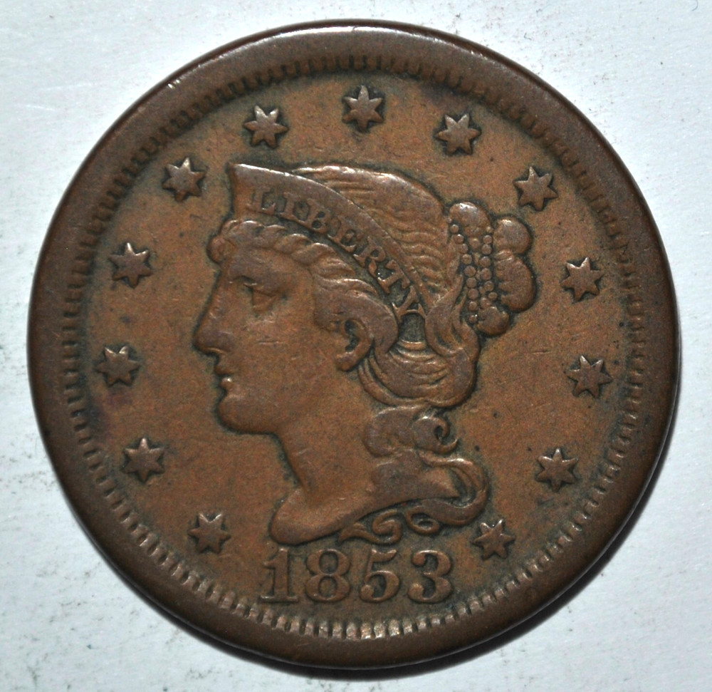 1853 Braided Hair Large Cent {{{{C607