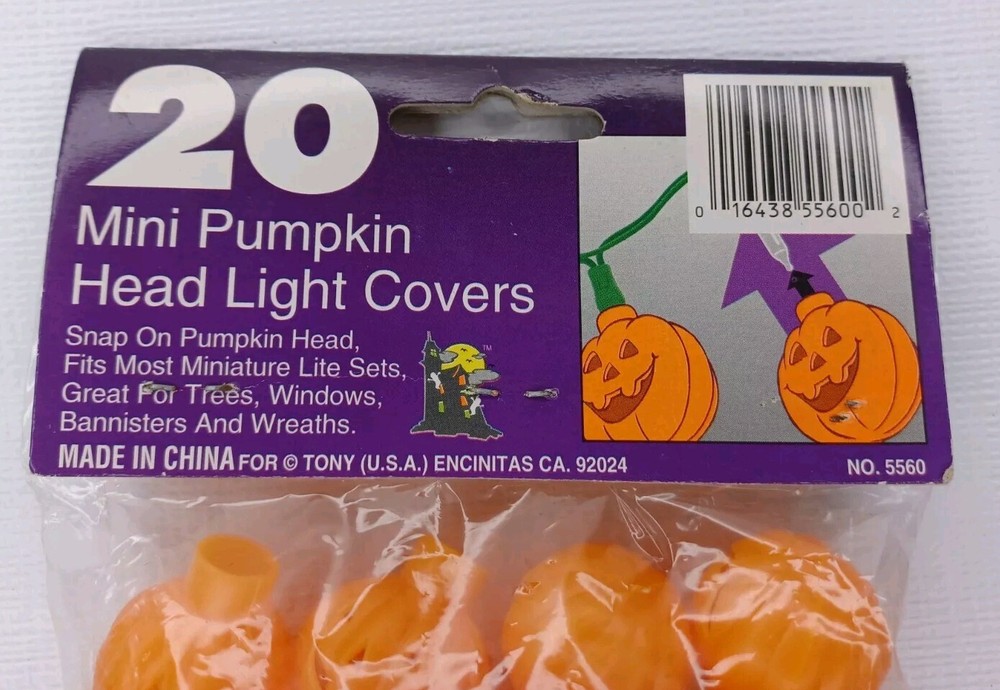 20 Mini Pumpkin Head Light Covers Fits Most Miniature String Lights