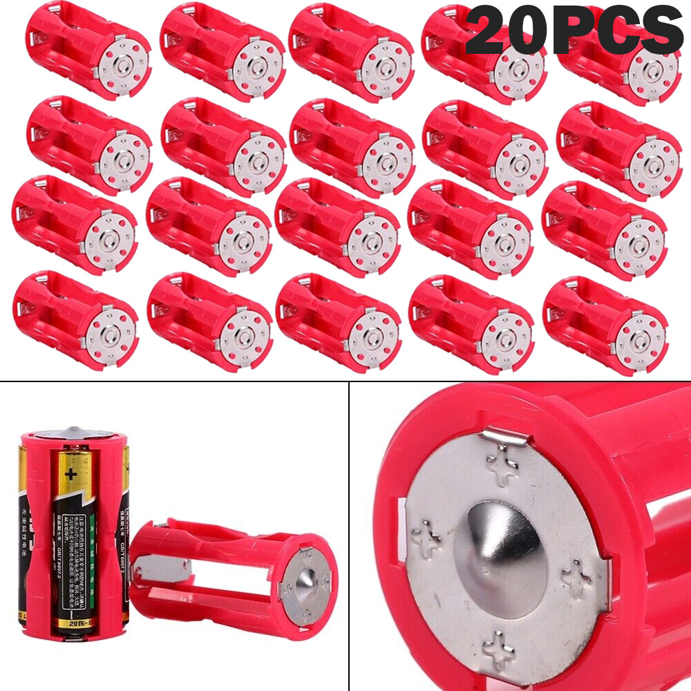 20PCS 4AAA To C Size Parallel Battery Convertor Adapter Holder Cases Box Red NGF