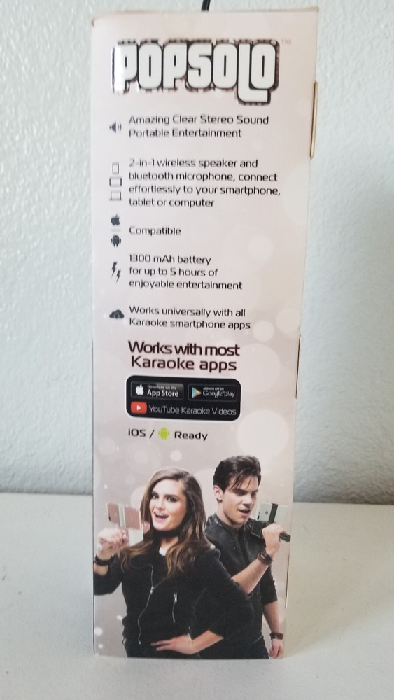 Pop Solo Bluetooth Karaoke Microphone / New