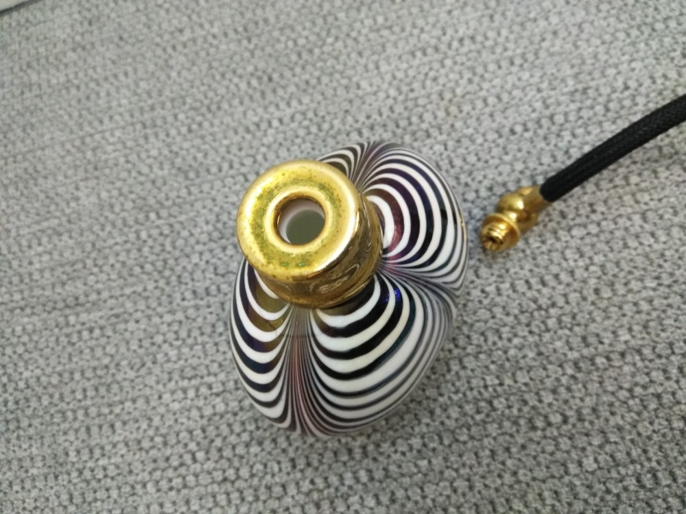 VTG. ALBERT E. PRICE Pulled Feather Swirl Art Glass Perfume Bottle & Atomizer