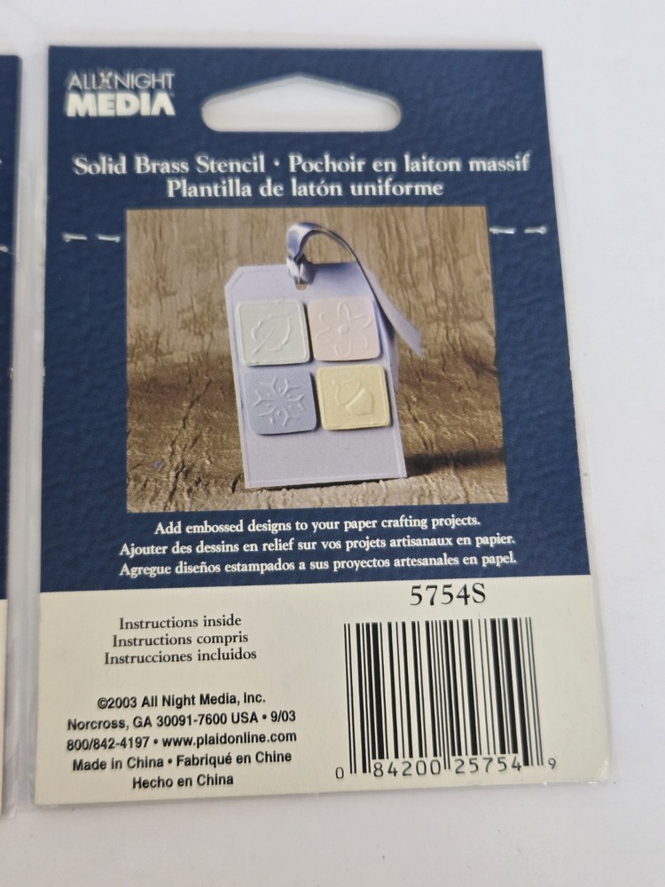 Plaid Solid Brass Stencil Set Stars + Alphabet Numbers 2003 Scrapbooking...