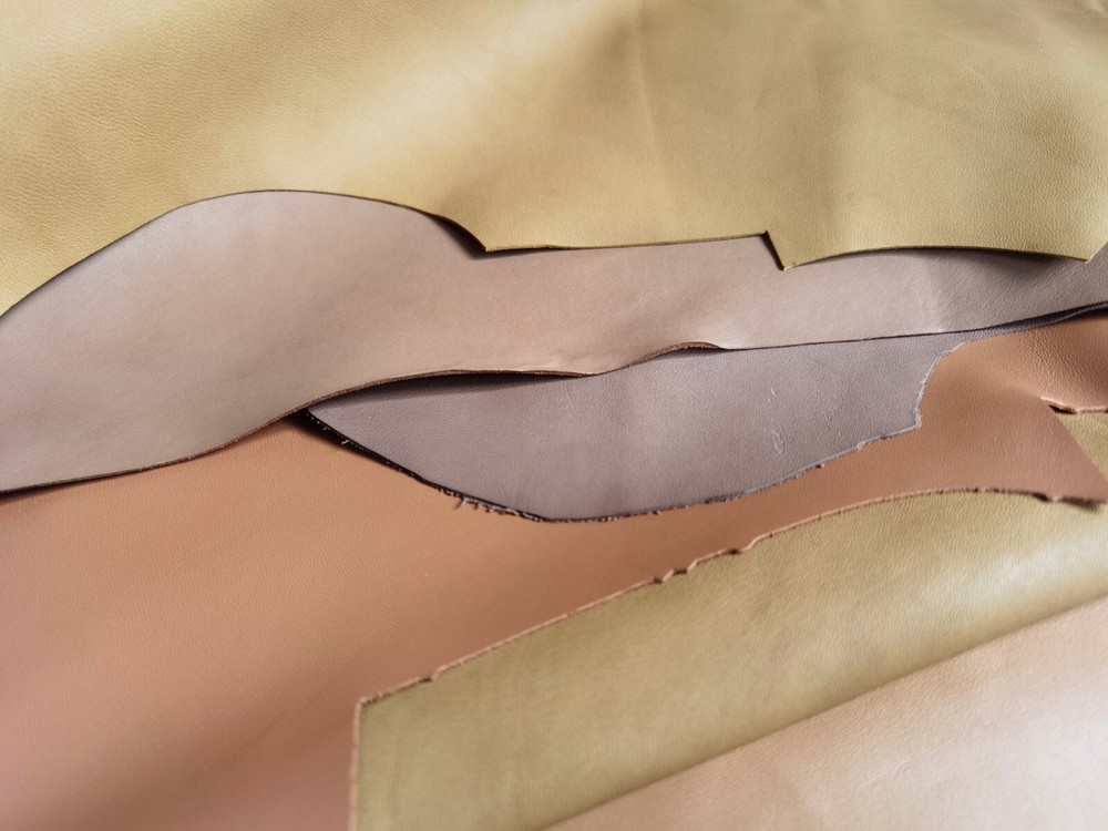 BROWNS khaki soft genuine leather real goatskin hide