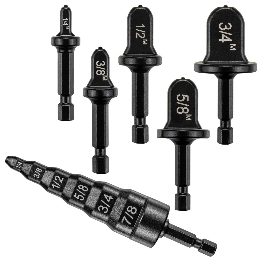 Copper Flaring Tool Drill Bit Set, Mini Split & 6-in-1, 6-Piece Black Soft Tu...