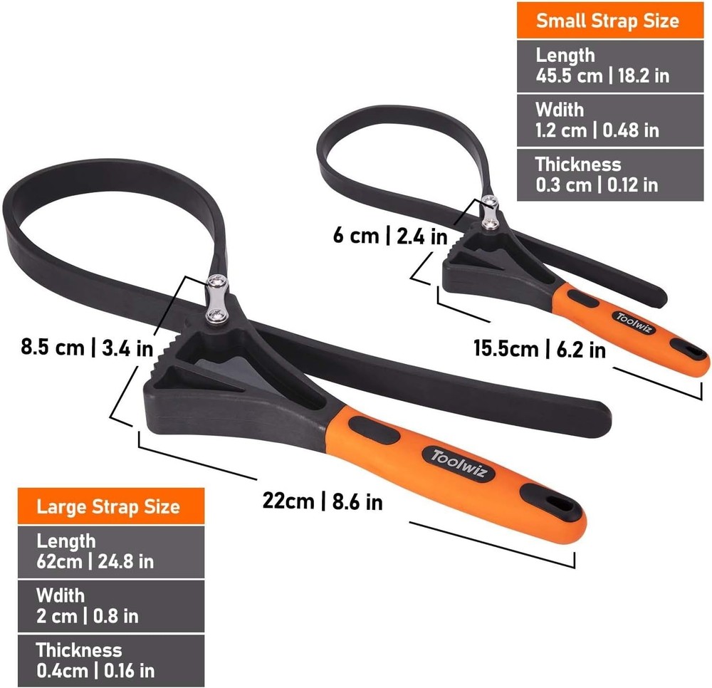 2-Piece Rubber Strap Wrench Set: Adjustable 6" & 4" for Effortless Gripping