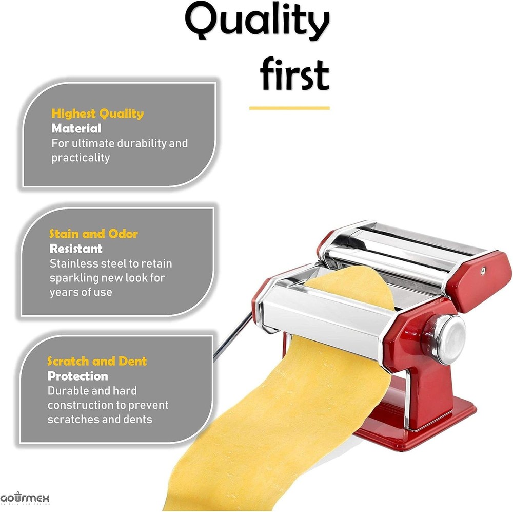 Stainless Steel Pasta Machine - Removable Handle