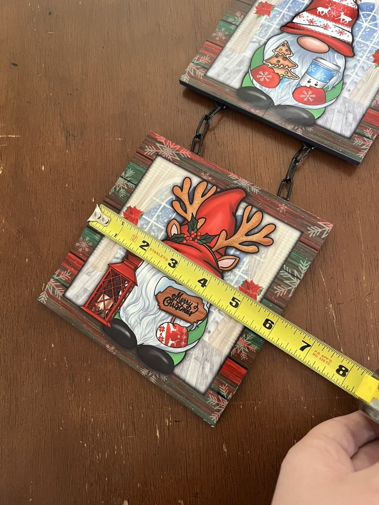Hanging Gnome Christmas Plaques (4) 6x6 Chain Linked