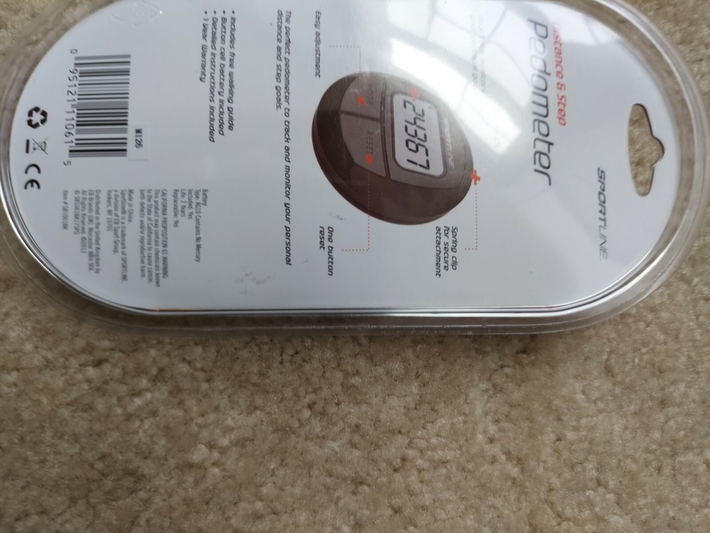 Blue Sportline Step and Distance Pedometer 2-Function New Sealed