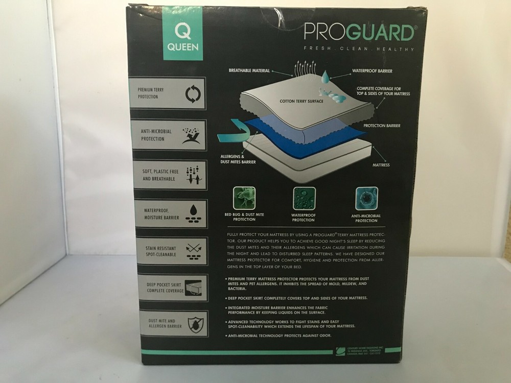 Proguard Waterproof Queen Terry Mattress Protector Deep Pocket Skirt