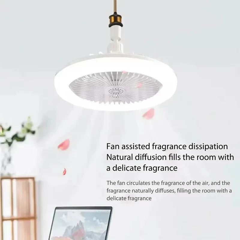 10" Adjustable E27 Socket Ceiling Fan Dimmable LED Light Remote Cooling Fan Lamp