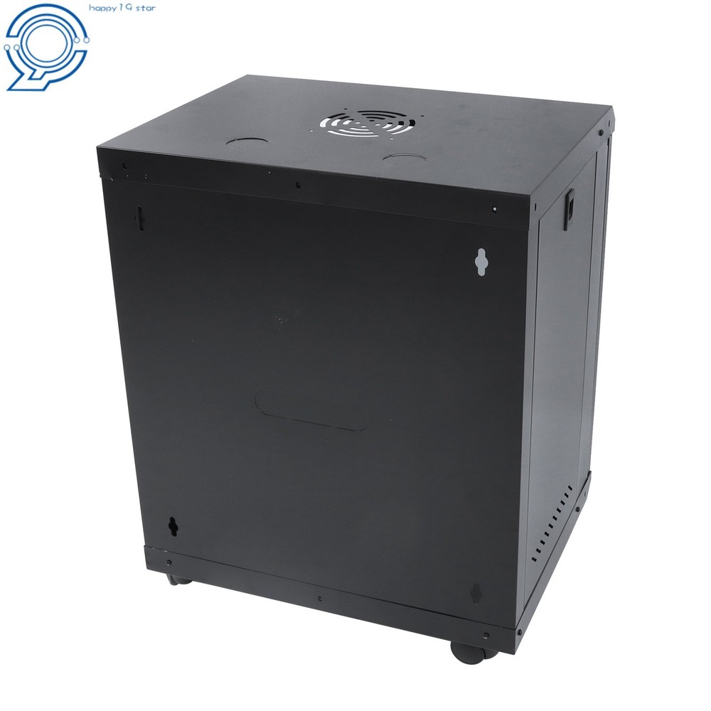 Enclosed Server Rack 12U 15.5" Deep, Secure Lock Glass Front & Sides