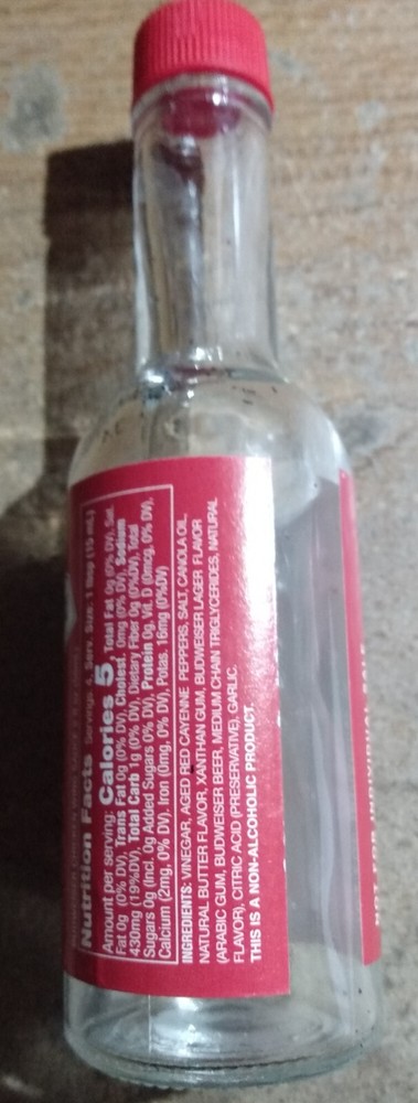 Empty Budweiser Chicken Wing Hot Sauce Bottle Limited Edition