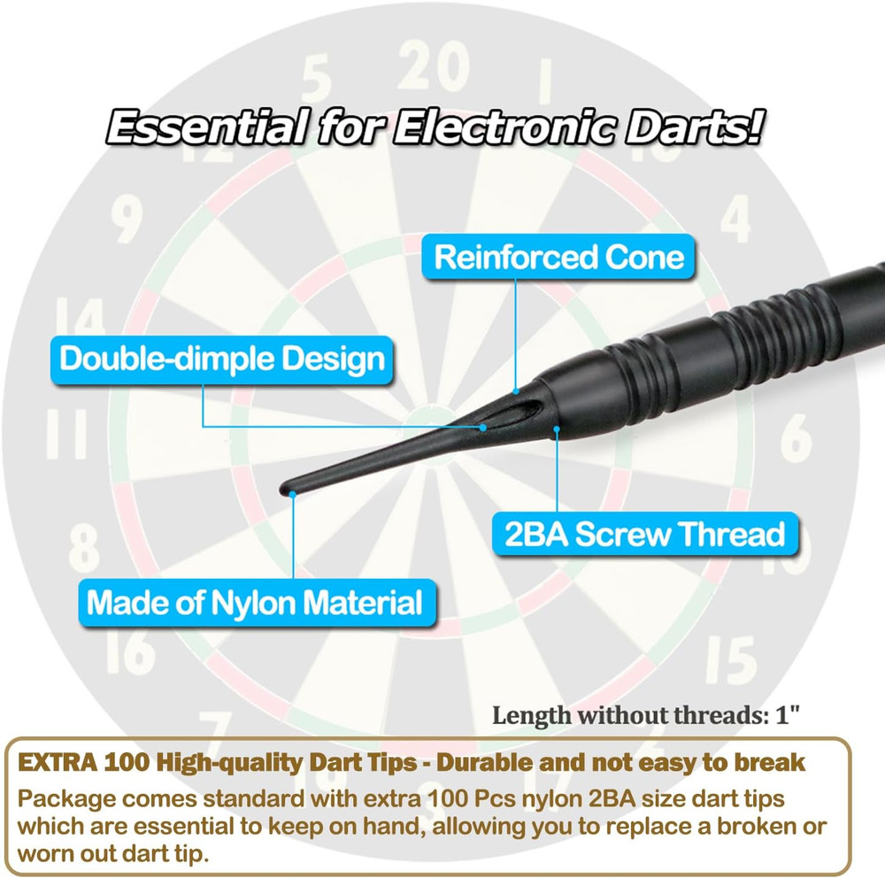 12 Pack Soft Tip Darts - Plastic Tip Darts 18 Grams with 100 Extra Dart Tips, Da