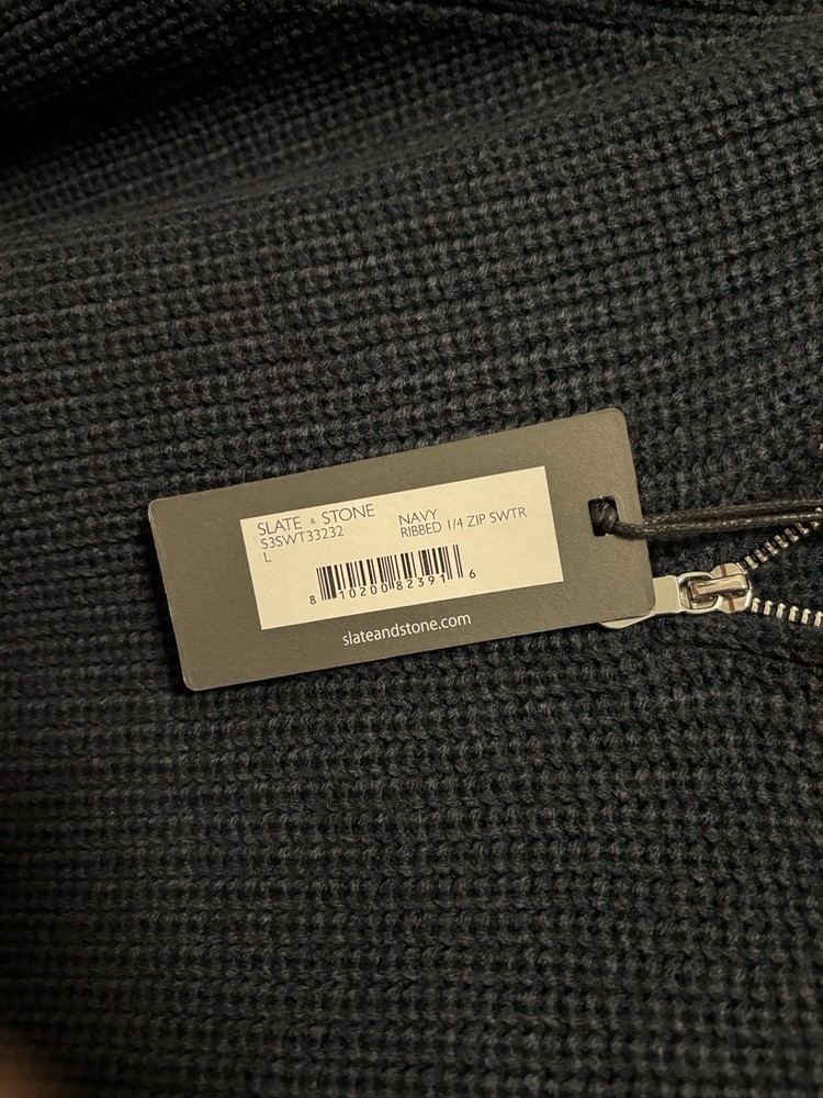 Slate & Stone Navy Half-Zip Waffle Knit Pullover NWT Size: Large