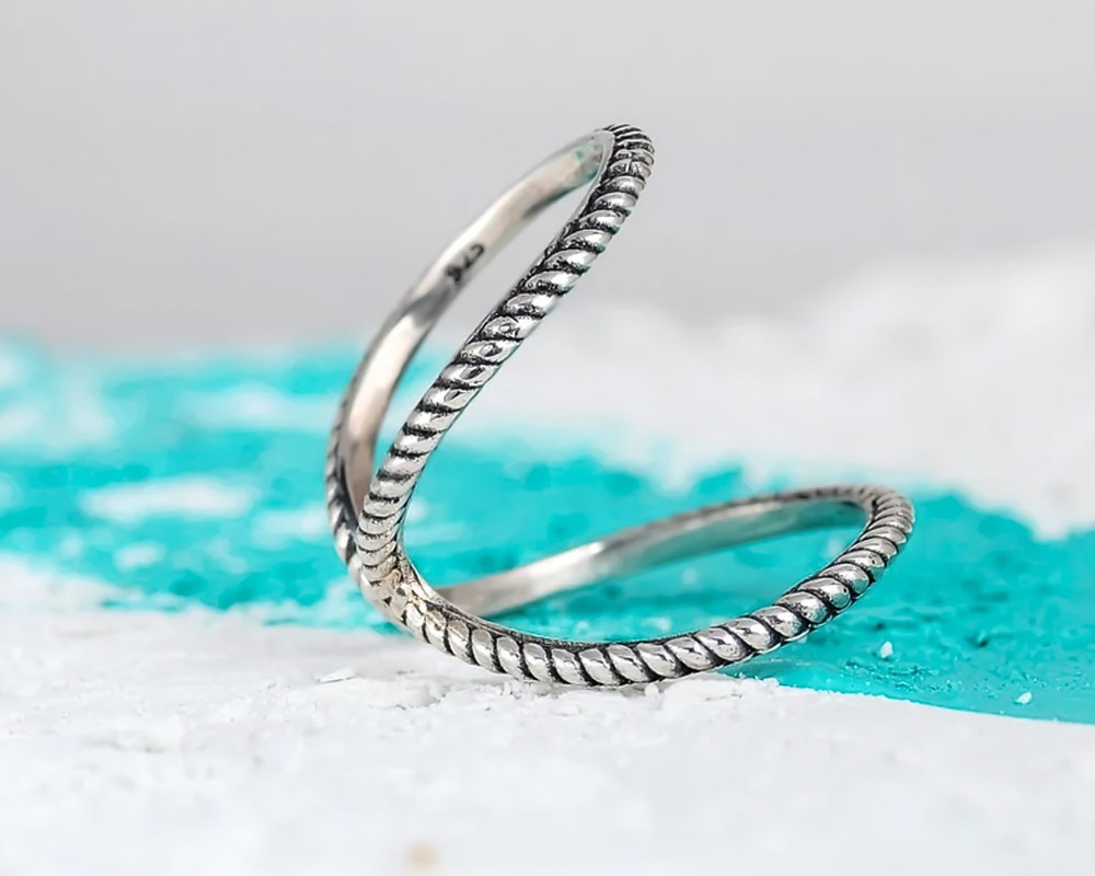 Solid 925 Sterling Silver Twisted Knuckle Adjustable Thumb Arthritis Splint Ring