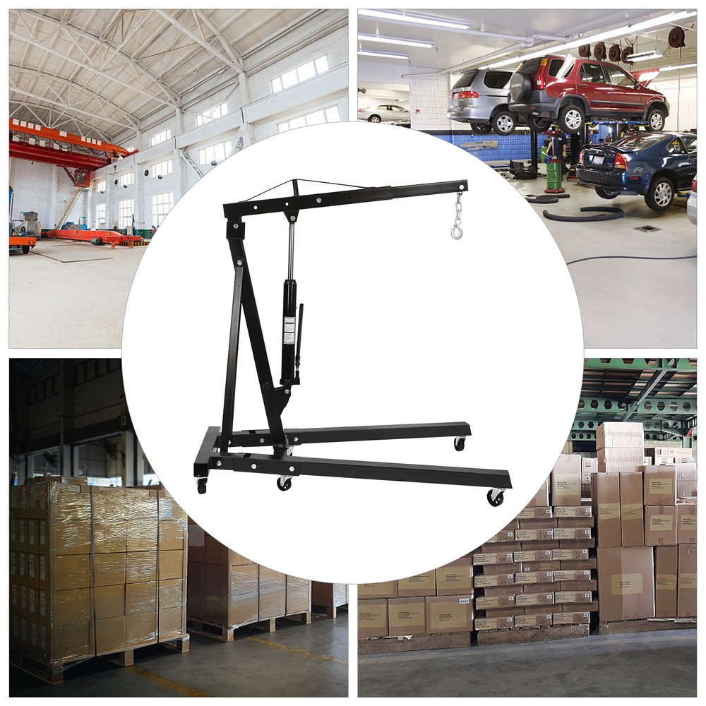2 Ton Folding Engine Hoist Crane with Adjustable Height and Easy Mobility