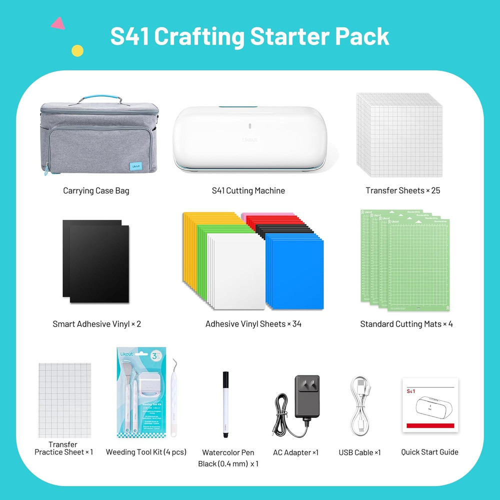 S41 Vinyl Cutter Machine - Portable Vinyl Cutting Machine Creator Bundle with Ca