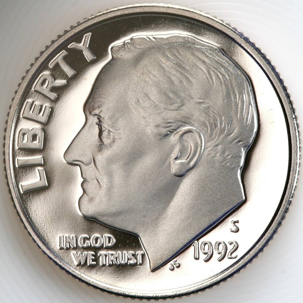 1992 S Gem DCam Proof Roosevelt Dime CN-Clad
