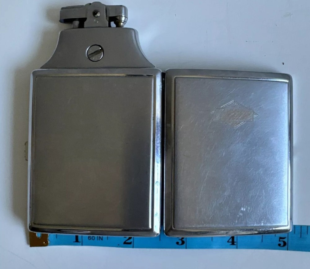 Vintage Ronson Master Case Lighter Cigarette Case Combo Silver-Toned No Mono