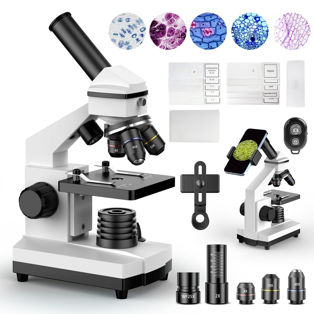 Compound Microscope for Adults & Students - 100X-2000X High-Power Biological ...