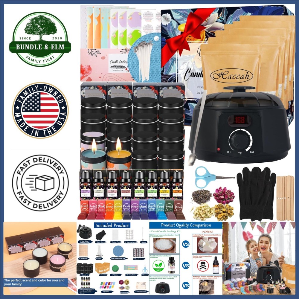 Beginner Friendly Candle Making Kit with Wicks, Jars, and Essential Oils