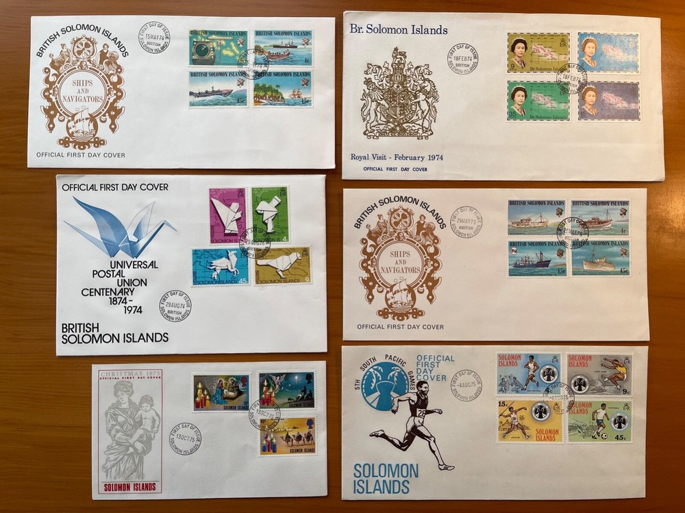 BRITISH SOLOMON ISLANDS 1974-5 Six FDC's
