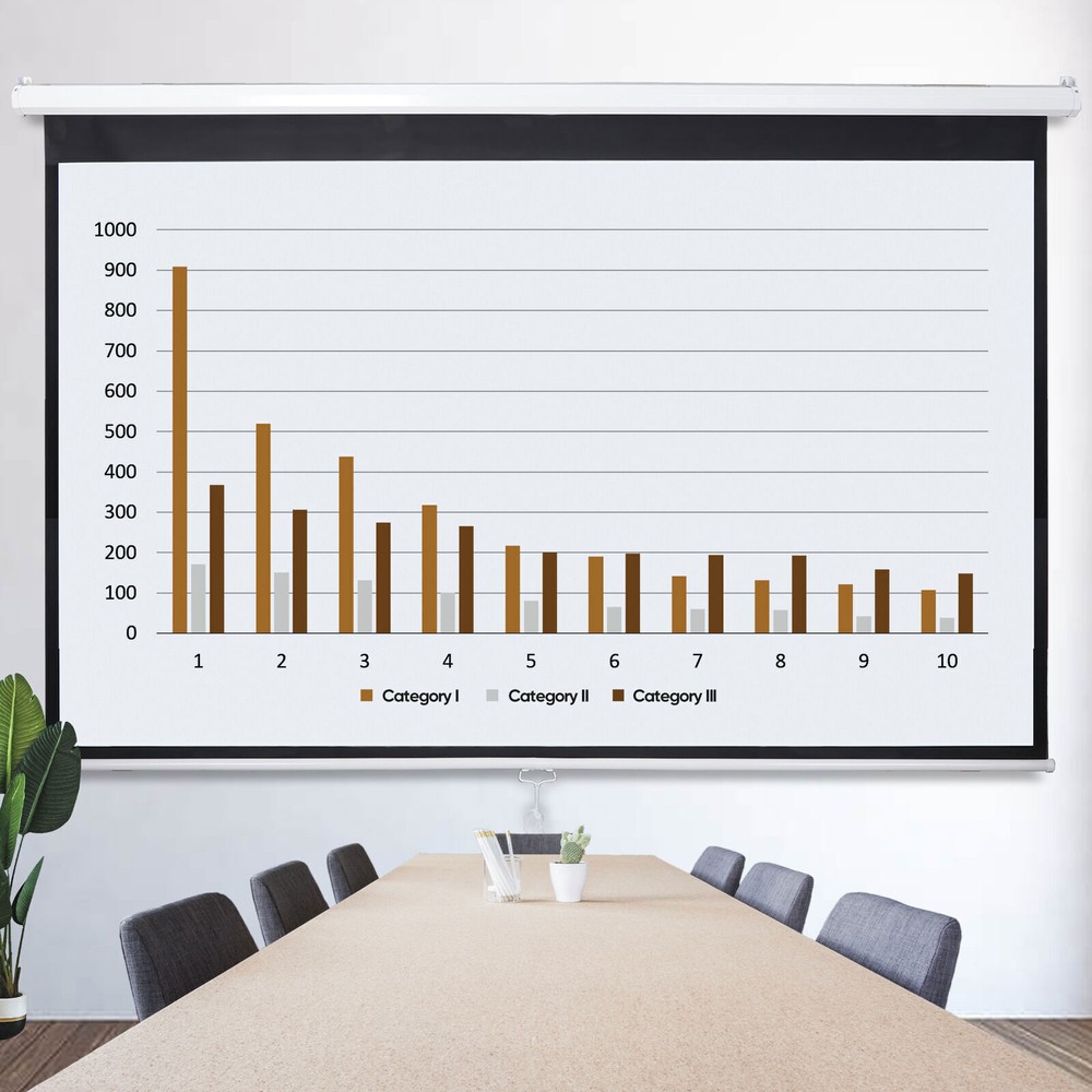 80" Manual Pull Down Projector Screen Wall & Ceiling Mounted HD Screens Portable