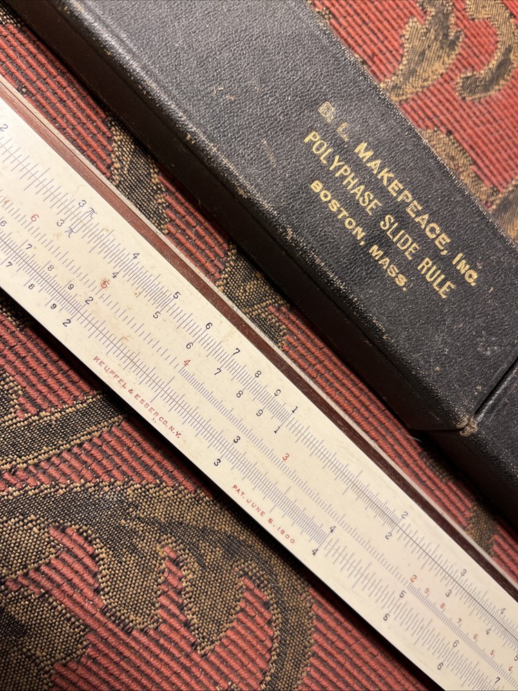 K&E Polyphase slide rule (sliderule) 4053-3; with case; mahogany